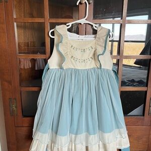 Well Dressed Wolf Blue and Cream Kids Dress
